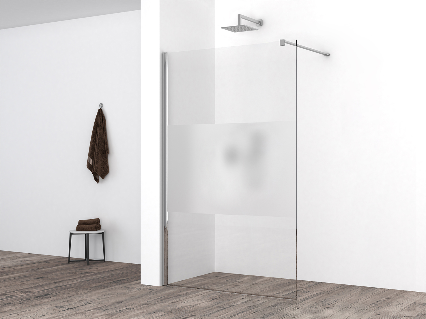 Comfort inloopdouche 1200 x 2000 x 10 mm nano helder glas met melkglas middenband/chroom