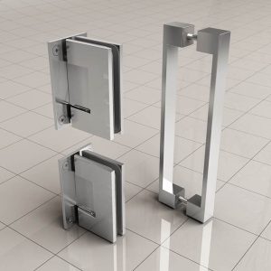 Less scharnierset en greep voor profielloze nisdeur chroom