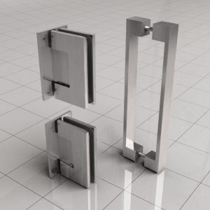 Less scharnierset en greep voor profielloze nisdeur geborsteld staal