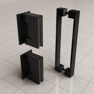 Less scharnierset en greep voor profielloze nisdeur mat zwart