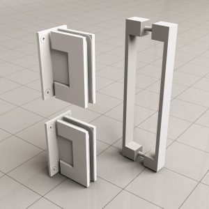 Less scharnierset en greep voor profielloze nisdeur mat wit