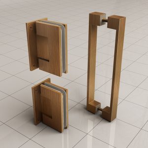 Less scharnierset en greep voor profielloze nisdeur geborsteld brons koper