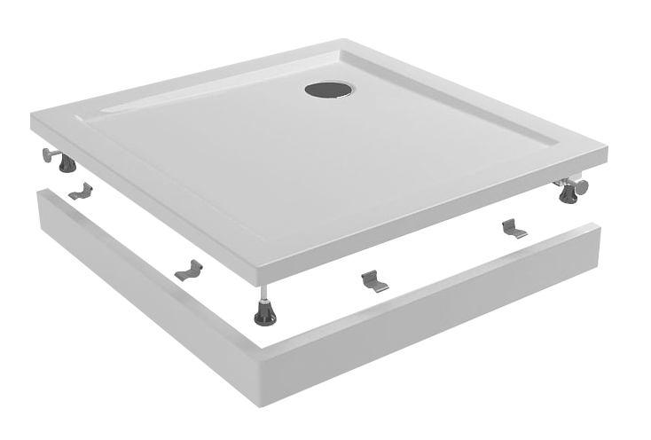 Voorzetpaneel met poten voor douchebak 90 x 90 x 4 cm glans wit