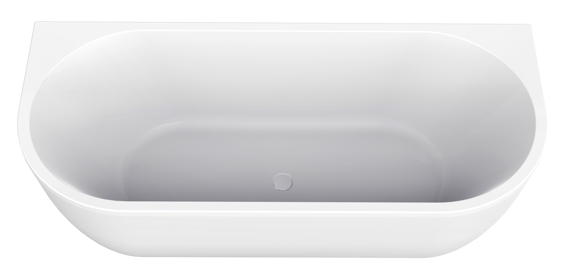 Liora half vrijstaand ligbad 170 x 75 cm acryl glans wit met waste glans wit