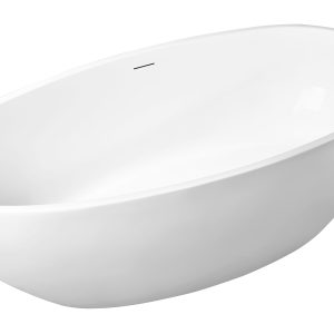 Ellips vrijstaand bad 180 x 90 x 60 cm acryl glans wit met waste glans wit