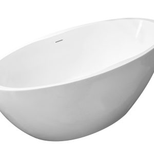 Oval vrijstaand ligbad 170 x 78 cm acryl mat wit met waste mat wit