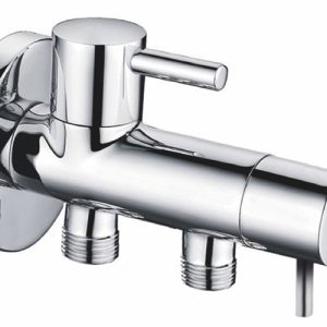 Minimal dubbele hoekstopkraan 1/2"x3/8"x3/8"chroom