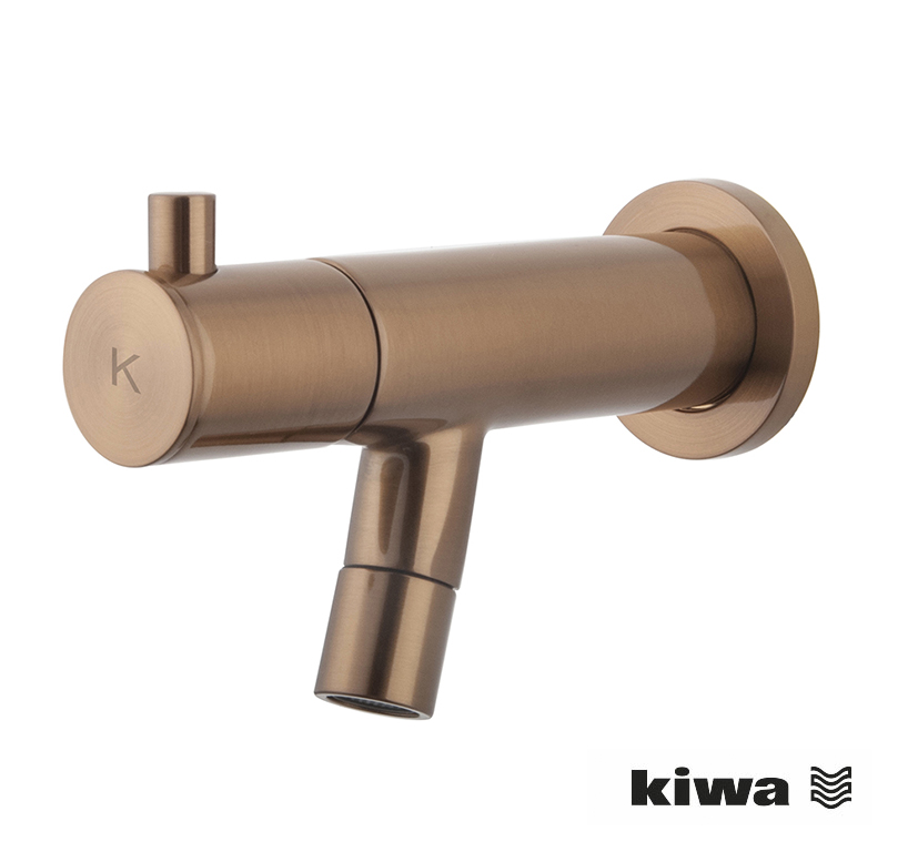 Amador fonteinkraan met muurbevestiging Kiwa 1/2'' geborsteld brons koper PVD