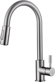 Benton keukenkraan met coldstart en uittrekbare handdouche geborsteld RVS