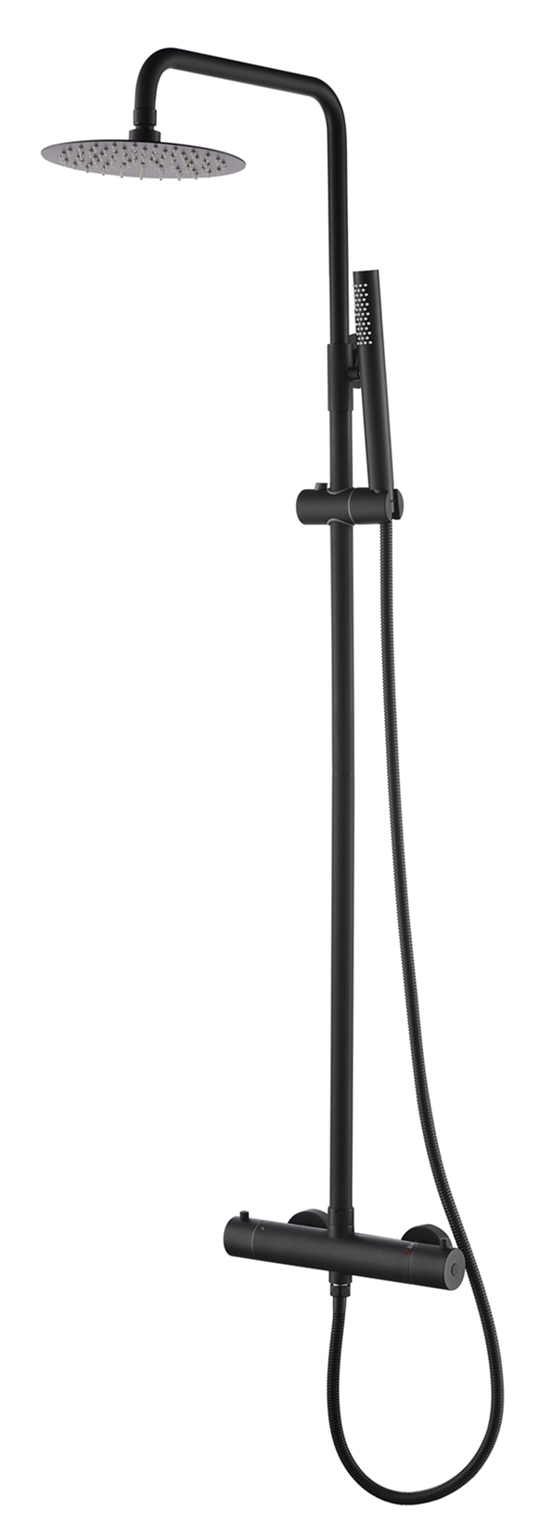 Tivaro thermostatische regendoucheset opbouw mat zwart