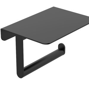 Alonzo toiletrolhouder met planchet mat zwart