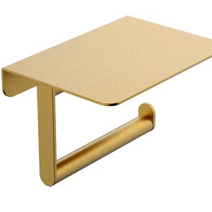 Alonzo toiletrolhouder met planchet geborsteld messing PVD