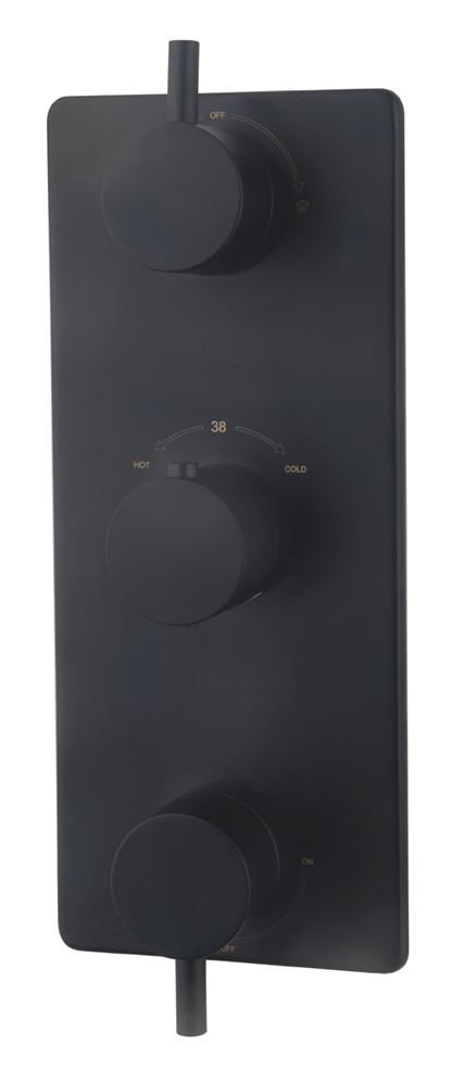 Caral afbouwdeel inbouwthermostaat 3 weg mat zwart