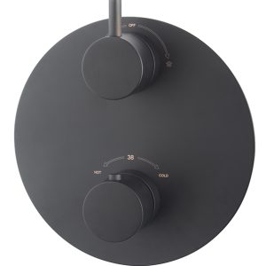 Caral afbouwdeel rond inbouwthermostaat 2 weg mat zwart