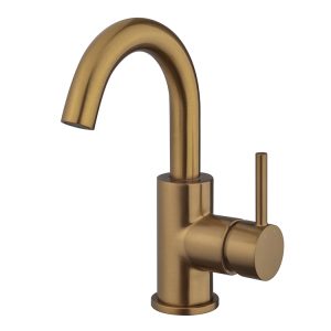 Caral wastafelkraan met draaibare uitloop geborsteld brons koper PVD