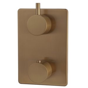 Caral afbouwdeel inbouwthermostaat 2 weg geborsteld brons koper PVD