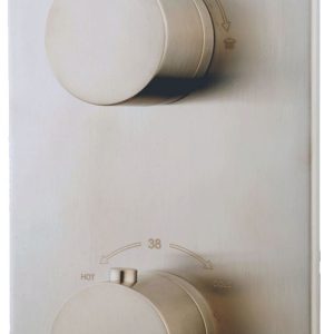 Caral afbouwdeel inbouwthermostaat 2 weg geborsteld staal PVD