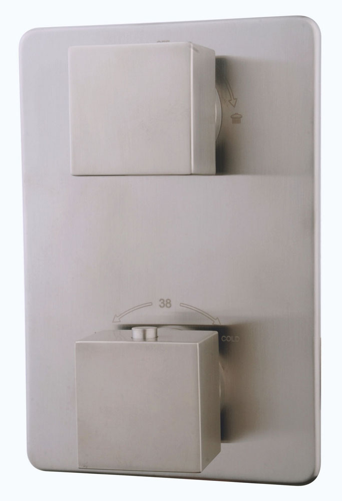 Rombo afbouwdeel inbouwthermostaat 2 weg geborsteld staal PVD