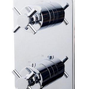 Cross afbouwdeel inbouwthermostaat 2 weg chroom