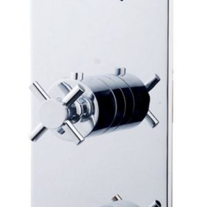 Cross afbouwdeel inbouwthermostaat 3 weg chroom