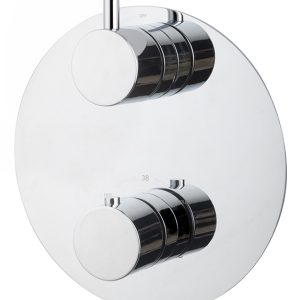 Caral afbouwdeel rond inbouwthermostaat 2 weg chroom