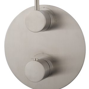 Caral afbouwdeel rond inbouwthermostaat 2 weg geborsteld staal PVD