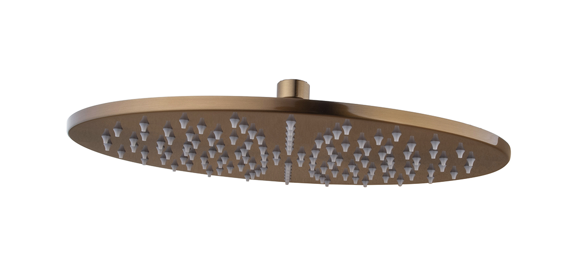 UniMatch hoofddouche rond 30 x 0,8 cm geborsteld brons koper PVD