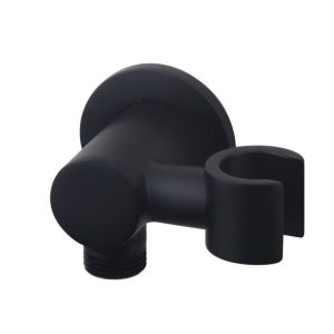 UniMatch wandaansluitbocht met kantelbare handdouchehouder rond 1/2" mat zwart