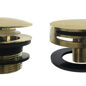 Caral afbouwdeel rond badafvoer met overloop en vulfunctie geborsteld messing PVD