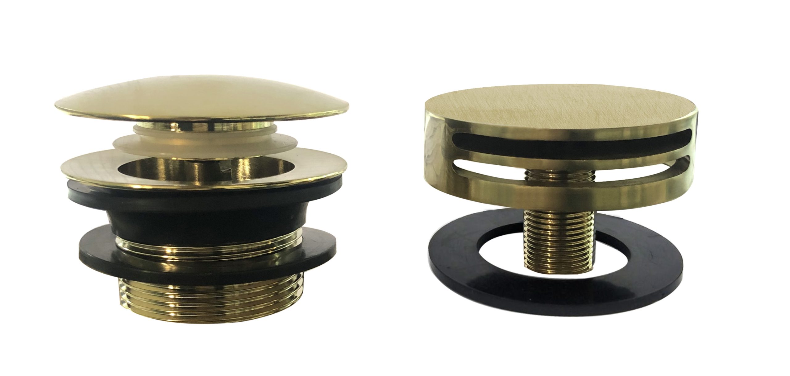 Caral afbouwdeel rond badafvoer met overloop en vulfunctie geborsteld messing PVD