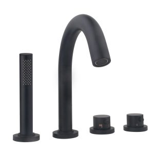 Caral afbouwdeel badrandthermostaat 4-gats mat zwart