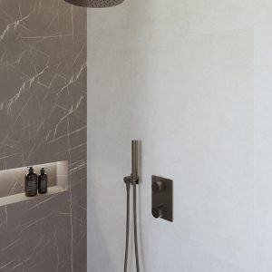 Caral inbouwthermostaat compleet met hoofddouche 25 cm en staafhanddouche gunmetal