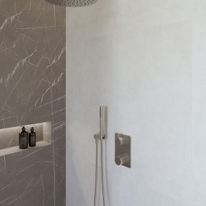 Caral inbouwthermostaat compleet met hoofddouche 30 cm en staafhanddouche geborsteld staal