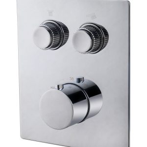 Caral Klik Pro afbouwdeel inbouwthermostaat 2 weg chroom