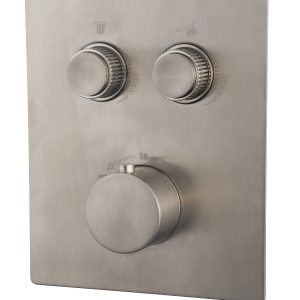 Caral Klik Pro afbouwdeel inbouwthermostaat 2 weg geborsteld staal PVD