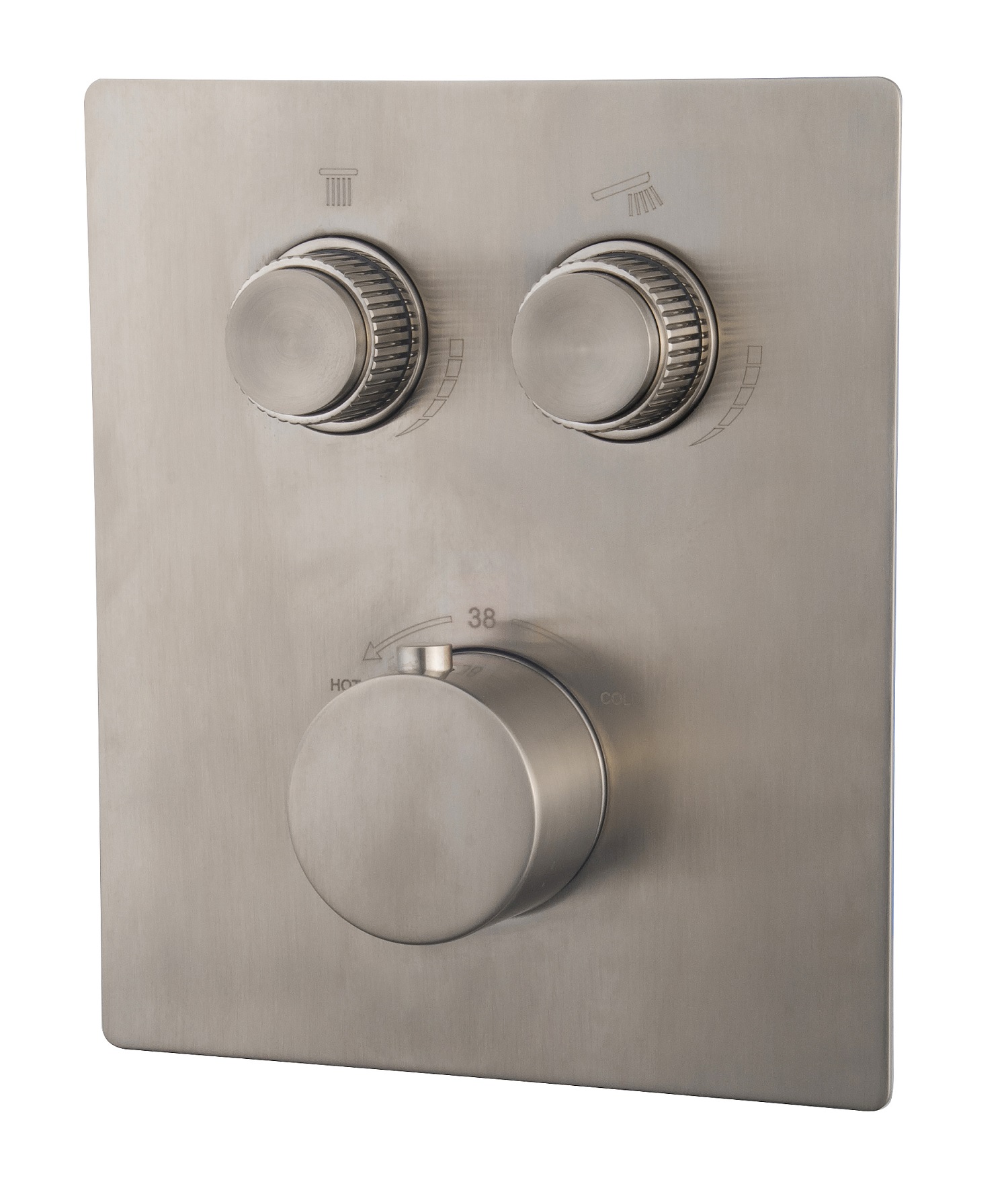 Caral Klik Pro afbouwdeel inbouwthermostaat 2 weg geborsteld staal PVD