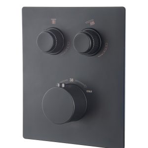 Caral Klik Pro afbouwdeel inbouwthermostaat 2 weg mat zwart