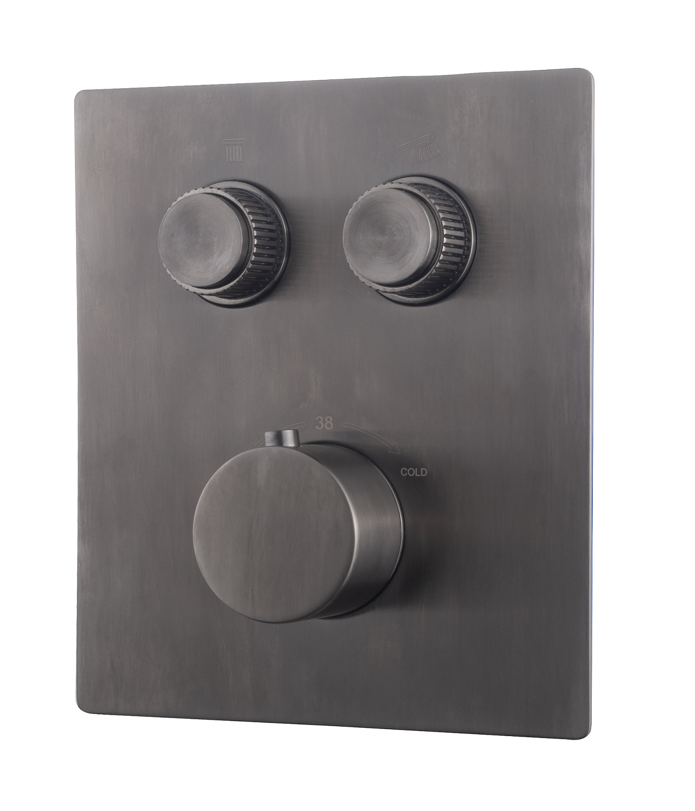 Caral Klik Pro afbouwdeel inbouwthermostaat 2 weg gunmetal PVD