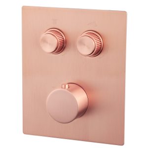 Caral Klik Pro afbouwdeel inbouwthermostaat 2 weg geborsteld koper