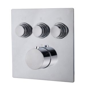 Caral Klik Pro afbouwdeel inbouwthermostaat 3 weg chroom