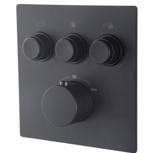 Caral Klik Pro afbouwdeel inbouwthermostaat 3 weg mat zwart