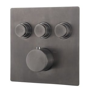 Caral Klik Pro afbouwdeel inbouwthermostaat 3 weg gunmetal PVD