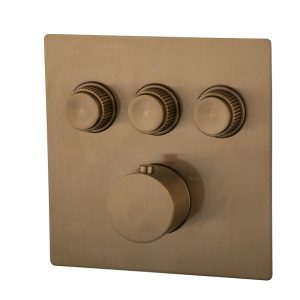 Caral Klik Pro afbouwdeel inbouwthermostaat 3 weg geborsteld brons koper PVD