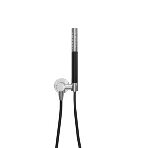 UniMatch handdoucheset met staafhanddouche 1 stand, doucheslang en wandaansluitbocht chroom/mat zwart