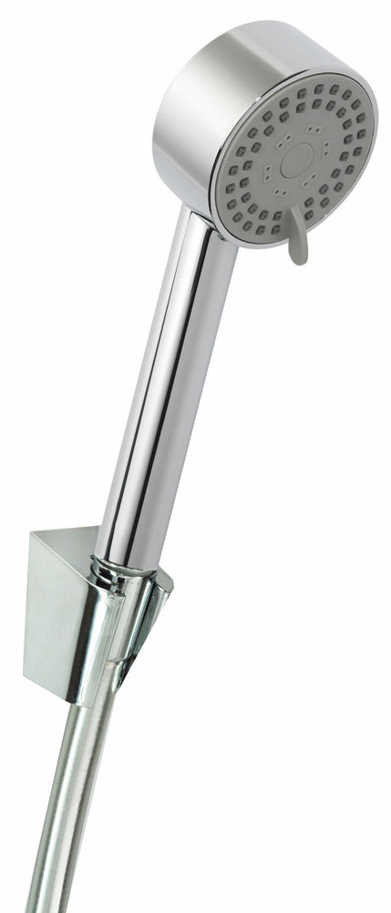 UniMatch Cadans handdoucheset met handdouche 3 standen à 8 cm, doucheslang en wandhouder kantelbaar chroom