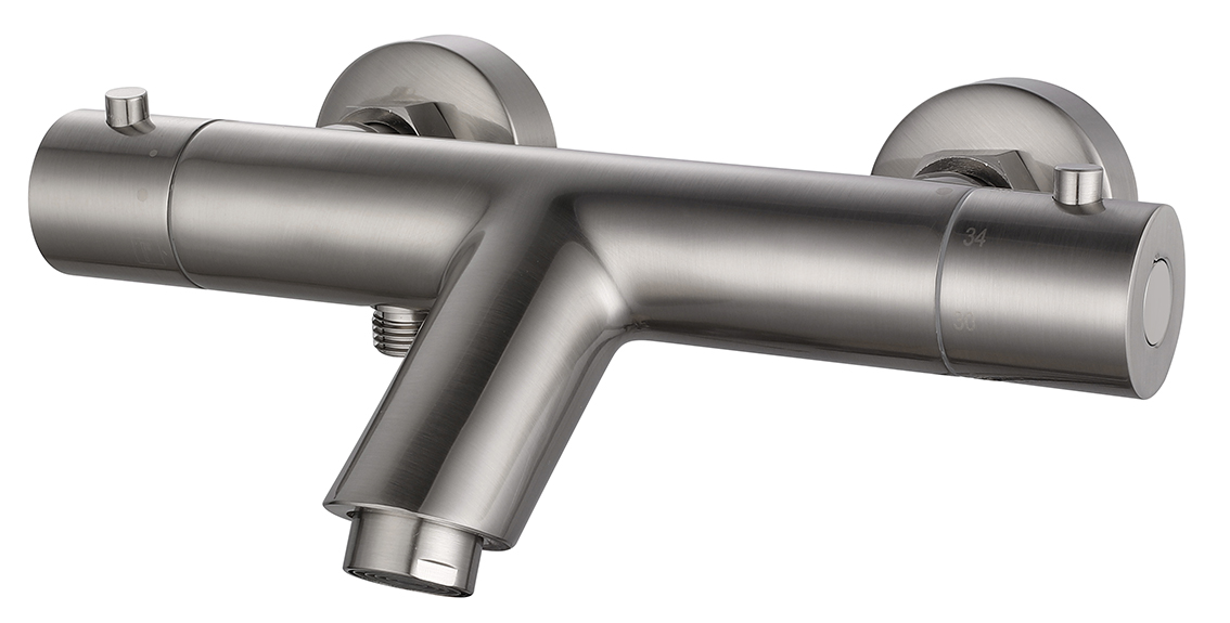 Rio thermostatische badmengkraan 15 cm geborsteld staal