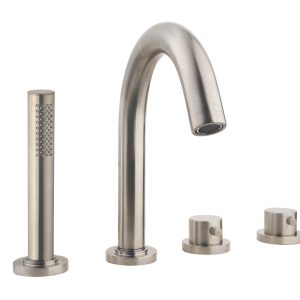 Caral afbouwdeel badrandthermostaat 4-gats geborsteld staal PVD