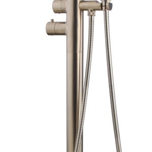 Caral thermostatische badmengkraan vrijstaand geborsteld staal PVD