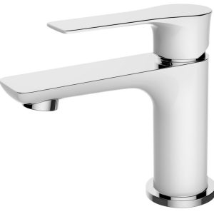 Casma eenhendel wastafelmengkraan laag wit/chroom