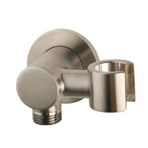 UniMatch wandaansluitbocht met kantelbare handdouchehouder rond 1/2" geborsteld staal PVD